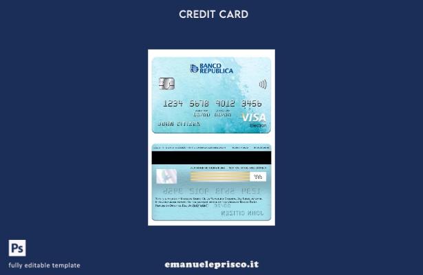 modello di carta elettronica visto bancario Uruguay Banco De La Republica Orient